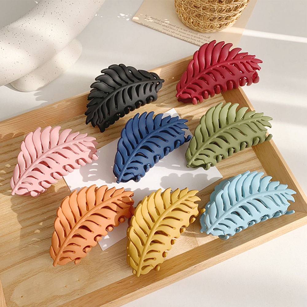 SIKONG Fashion Plastic Large Barrette Geometric Ponytail Clip Hairpin Frosted Leaves Hair Clip Hair Accessories