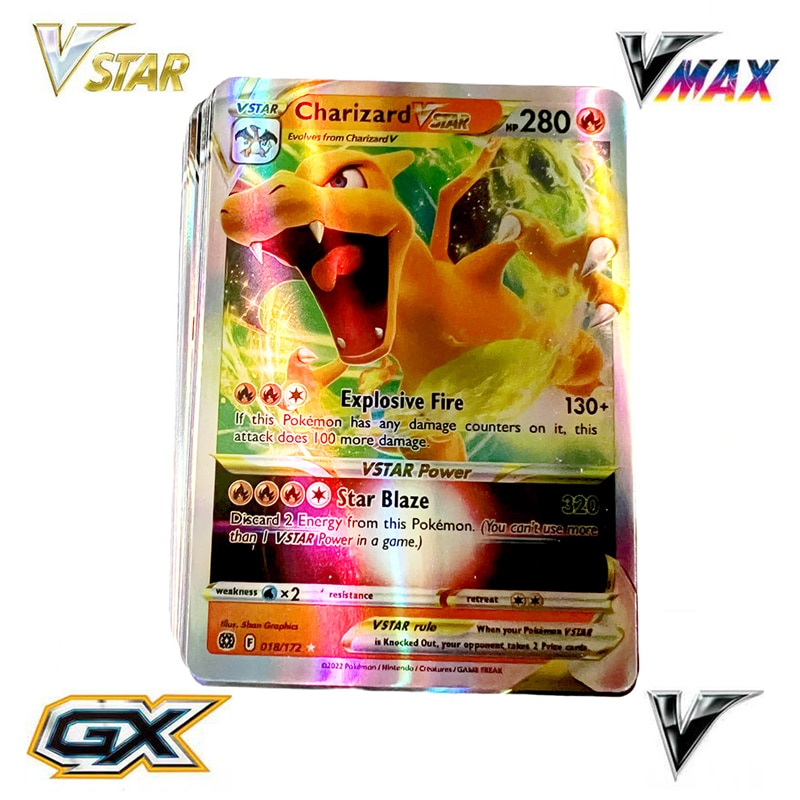 300pcs English Spanish French Pokémon Shiny Cards Lillie Vstar Vmax GX