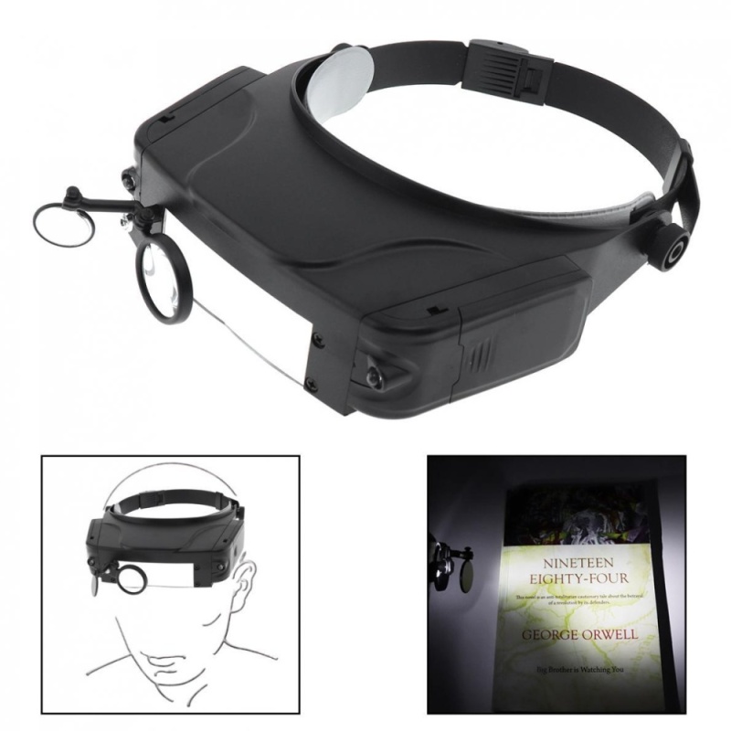 11X Headband Type Magnifying Glass with LED Light and 3 Magnifying Lens - intl