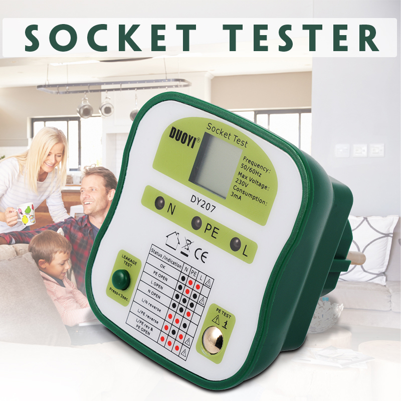 220-230V Europe Version DUOYI DY207 Electrical Socket Tester RCD
Plug BI458