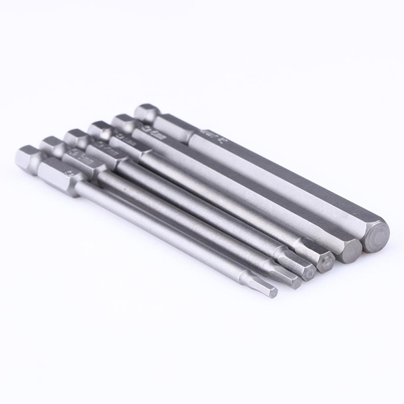 6pcs 100mm Length 1/4 Inch Shank Magnetic Hexagon Head Screwdriver Bit - intl