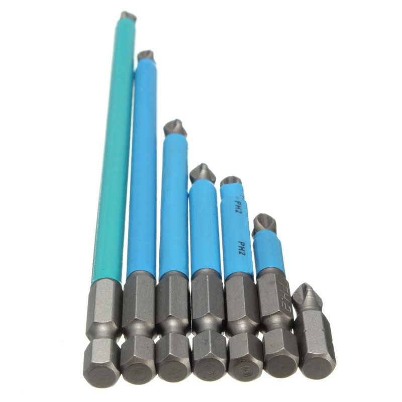 7Pcs Magnetic Hex Anti Slip Screwdriver Bit Set Long Screw Nut Torx PH2 25-150mm