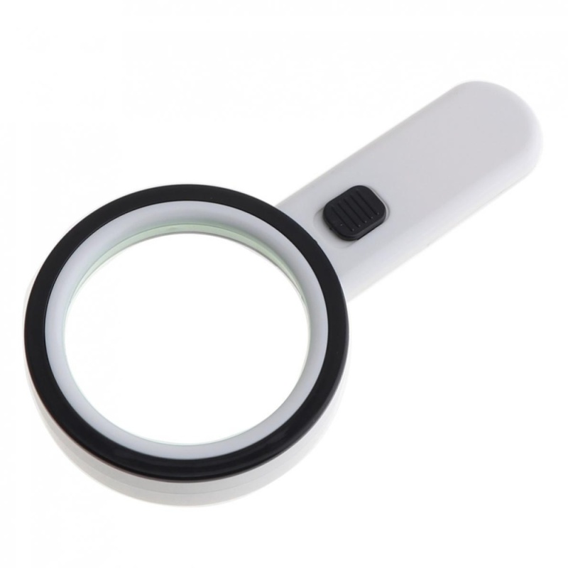 80MM Diameter Optical Glass Magnifying Lens with 12 LED Light for Reading - intl