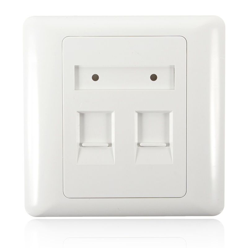 86 Type 2 port Square RJ45 CAT6 Wall Flat Face Plate Ethernet Network Socket