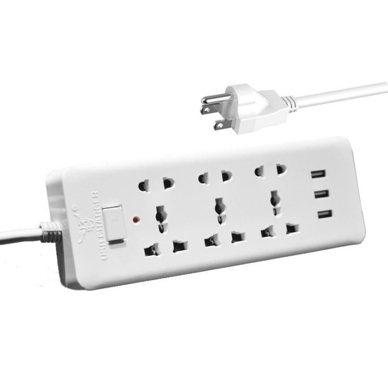 American standard plug Universal Electrical Power Strip with 6-Foot
Power Cord 3 USB Charging Ports