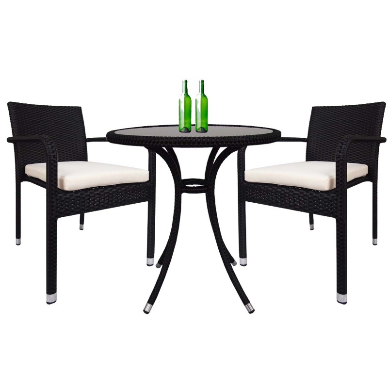 Arena Living Balcony Bistro Set - White Cushions