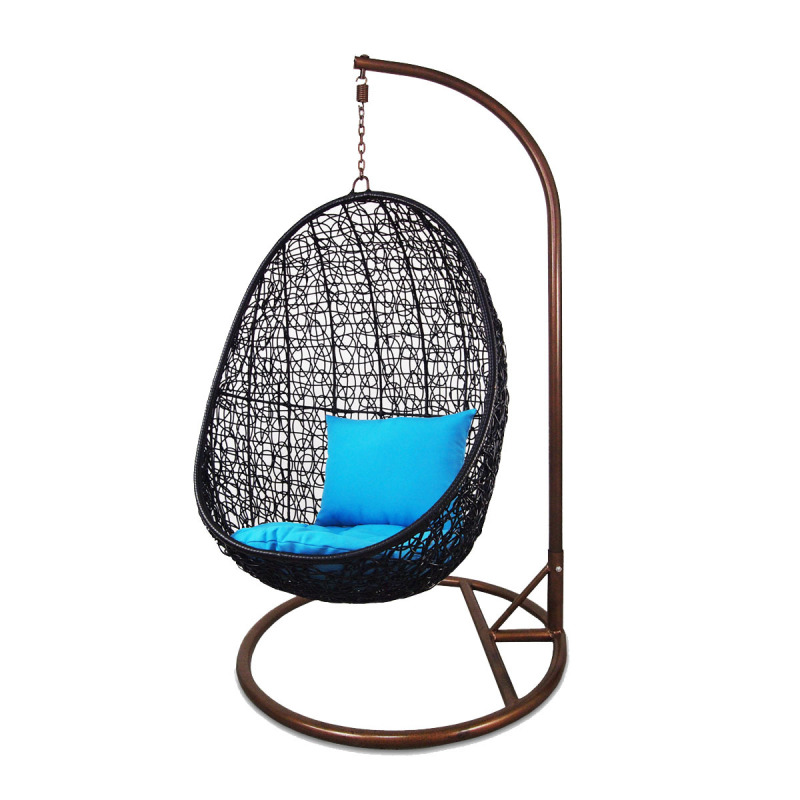 Arena Living Black Cocoon Swing Chair Orange Cushion