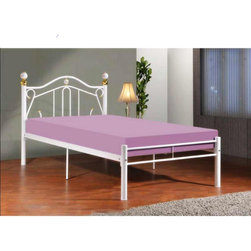 BFF-Maria Super Single Size Metal Bed (White)