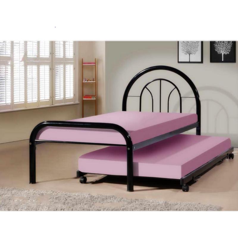BFF-Suria Single Size Metal Bed w/ Pull out bed (Black)