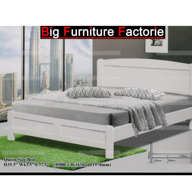 BFF5605-WB Solid Wooden Bed (White)
