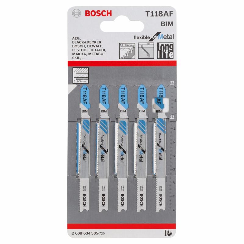 Bosch T118AF Bi-Metal Jigsaw Blade(5pcs)