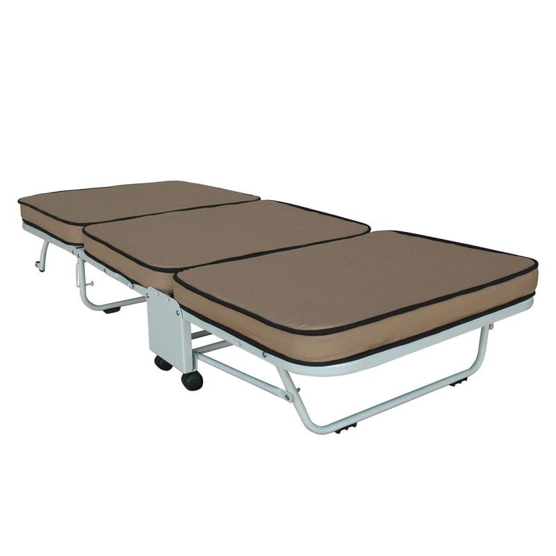 Box Furniture Aster Folding Bed with Mattress (Brown)