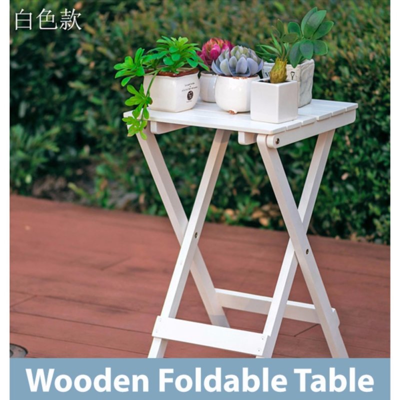 Classic Wooden Folding Foldable Portable Table - White