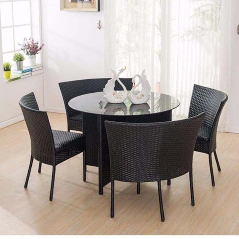 Dining Table Set Round (1+4) Black