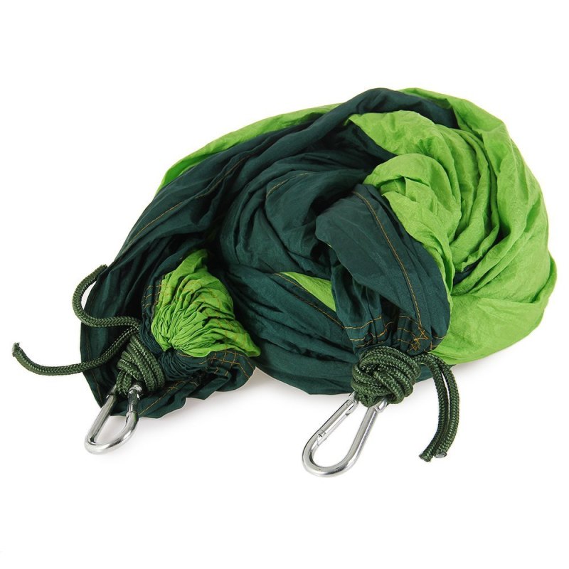 Double Person Assorted Color Portable Parachute Nylon Fabric Hammock for Indoor Outdoor Use (GREEN)