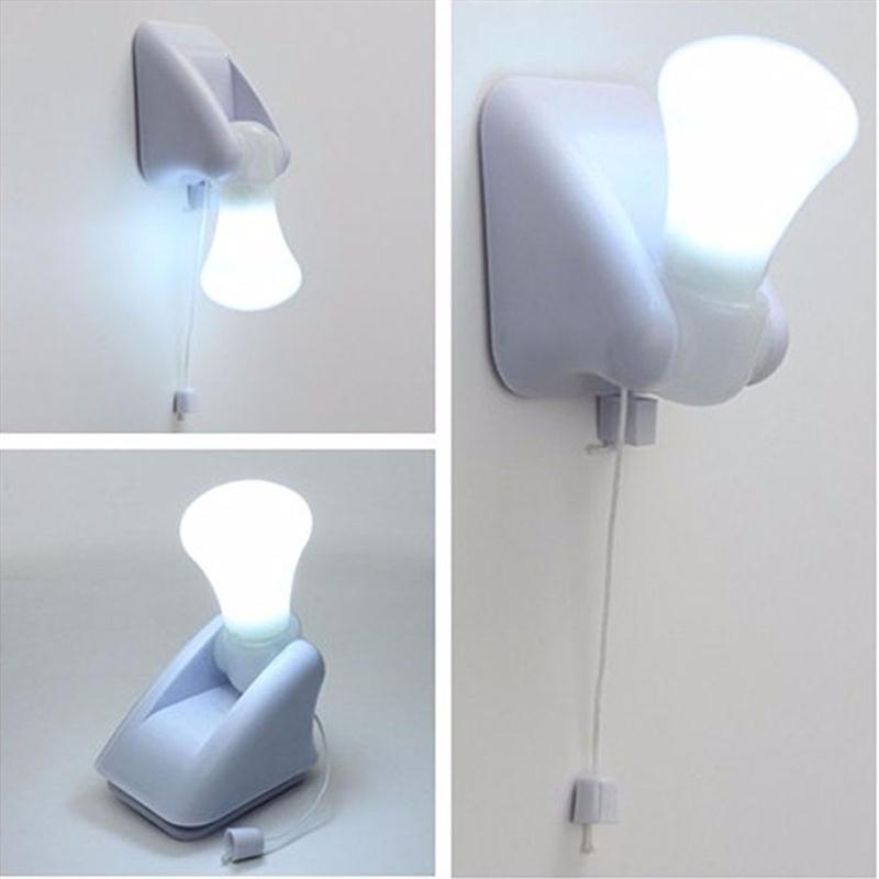 LED Wall Lamp Handy Bulb Stick Up Pull Chain Battery Powered Mount Lamp
