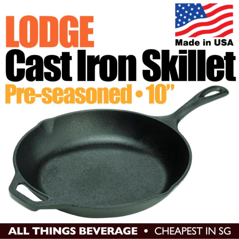 Lodge Cast Iron Round Skillet Grill Pan Pre seasoned 10 25cm Made in USA Singapore