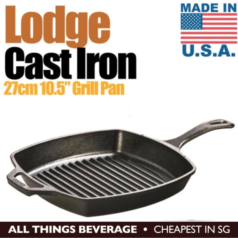 Lodge Cast Iron Square Grill Pan Pre seasoned 10.5 27cm Made in USA Singapore