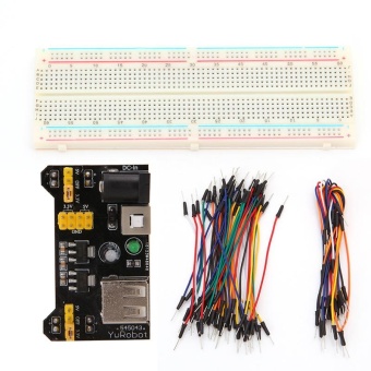 MB102 Power Supply Module 3.3V 5V+830 Point Breadboard Board +65PCS Jumper cable