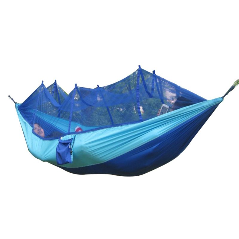 Portable Outdoor Hammock Mosquito Net Bed (Sky blue+Royal blue)