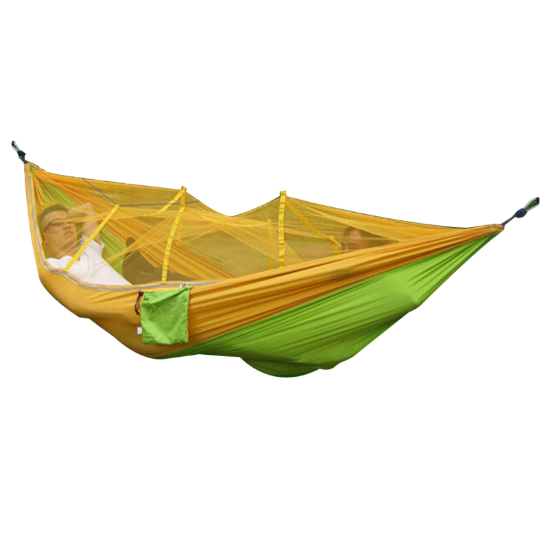 Portable Outdoor Hammock Mosquito Net Bed (Yellow+Green)