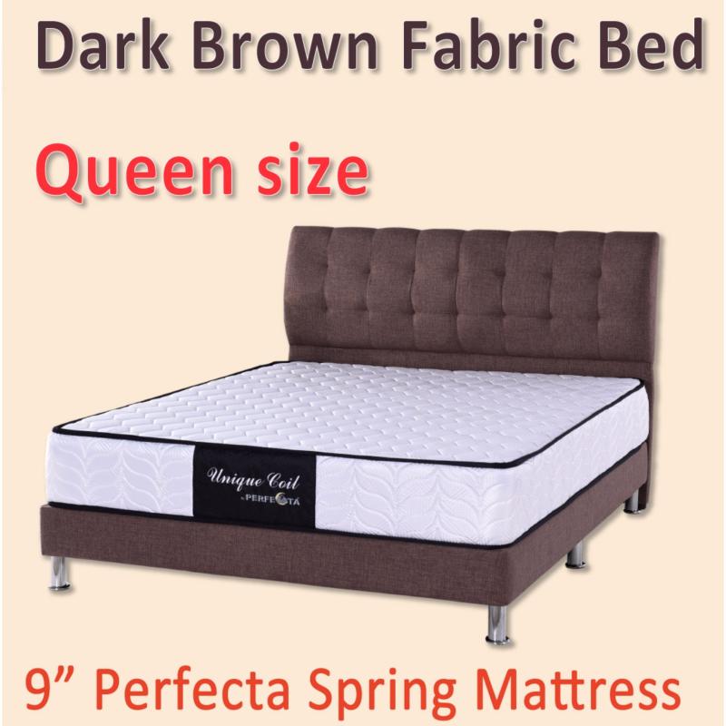 Single size Dark Brown Bed Frame and Spring Mattress