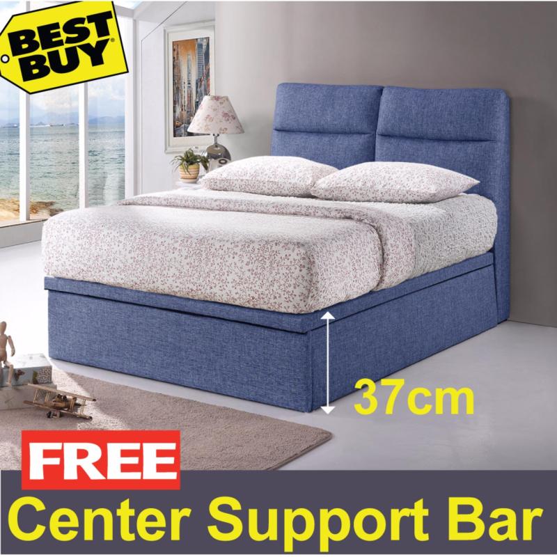 Queen size * Valentino Storage Bed Frame * 14-inch Depth * Fabric Upholstery * Dark Blue color * Free Delivery.