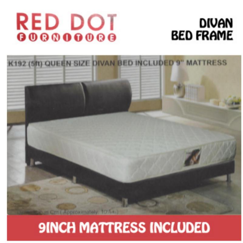 Red Dot Furniture Divan Bed Frame with 9 inch Foam Mattress
