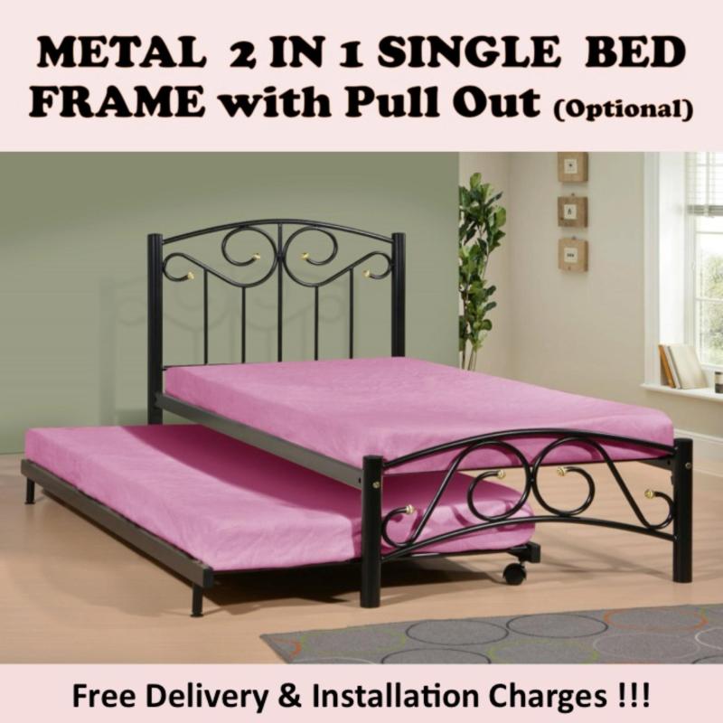 SASHA Single Bed with Pull Out Bed + 2 Plywood