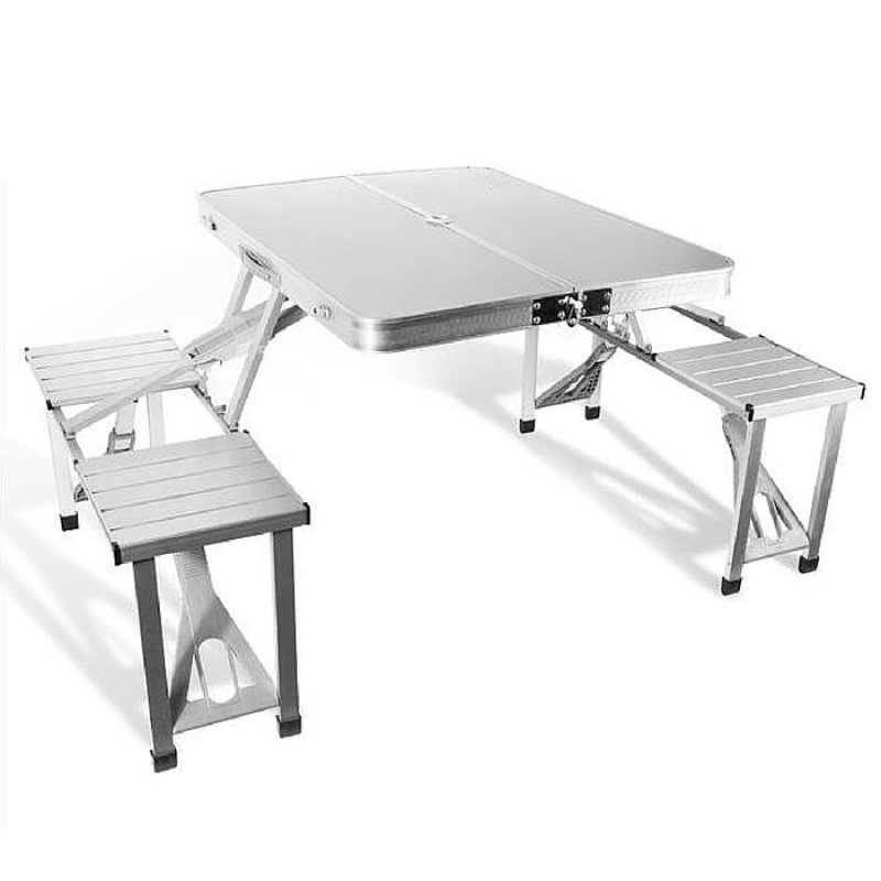 Shoppy Easy Fold Carry Portable Picnic Table with 4 Seat (Chrome)