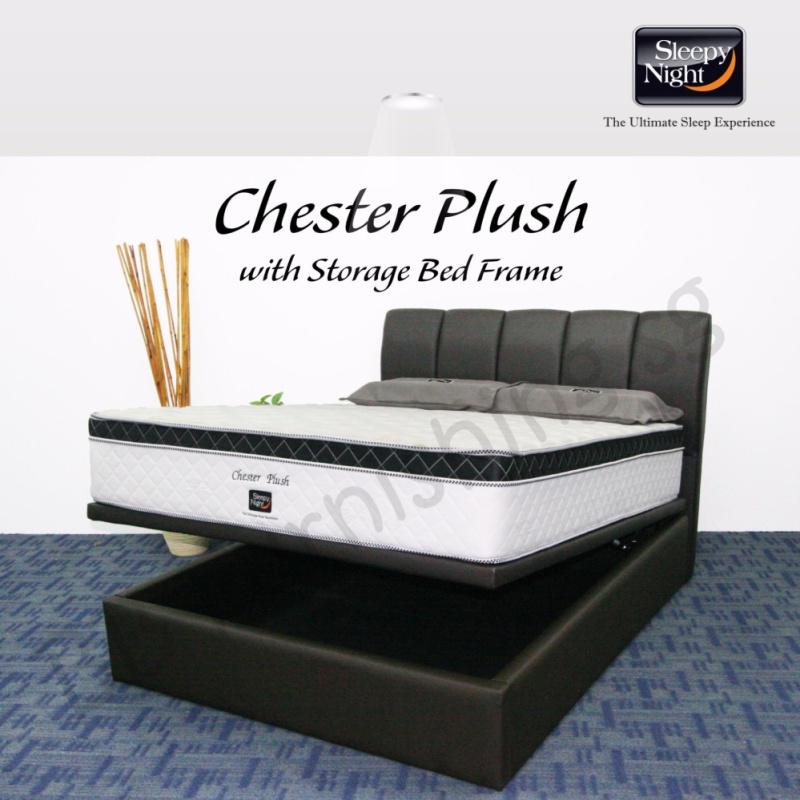 Sleepy Night (Queen) Chester Plush Mattress with Jacinta Storage
Bedframe