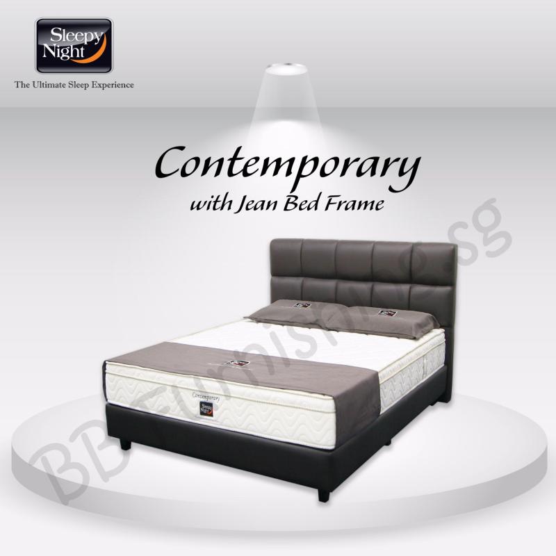 Sleepy Night (Queen) Contemporary Mattress with Jean Bedframe