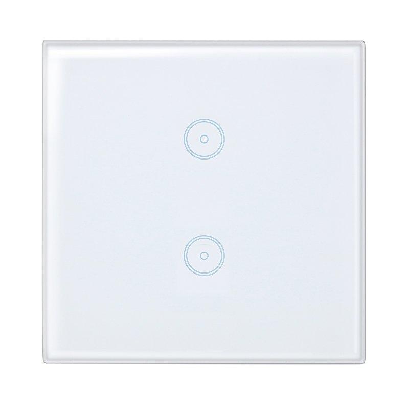 Smart Home Wall Light White Switch Touch Control Glass Panel EU Plug 2 Gang - intl