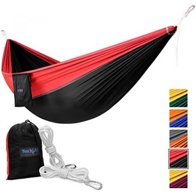 Yes4All Lightweight Double Camping Hammock with Carry Bag – Nylon Parachute Hammock / Lightweight Portable Hammock for Camping, Hiking