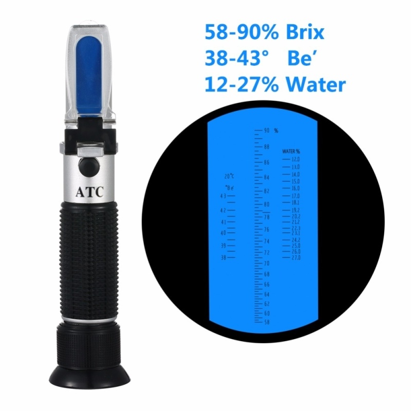 yieryi Portable Honey Refractometer Beekeeping Tester Bees 58-90%
Brix / 38-43 Be (Baume) / 12-27% Water Range Tri-scale Measurement
- intl