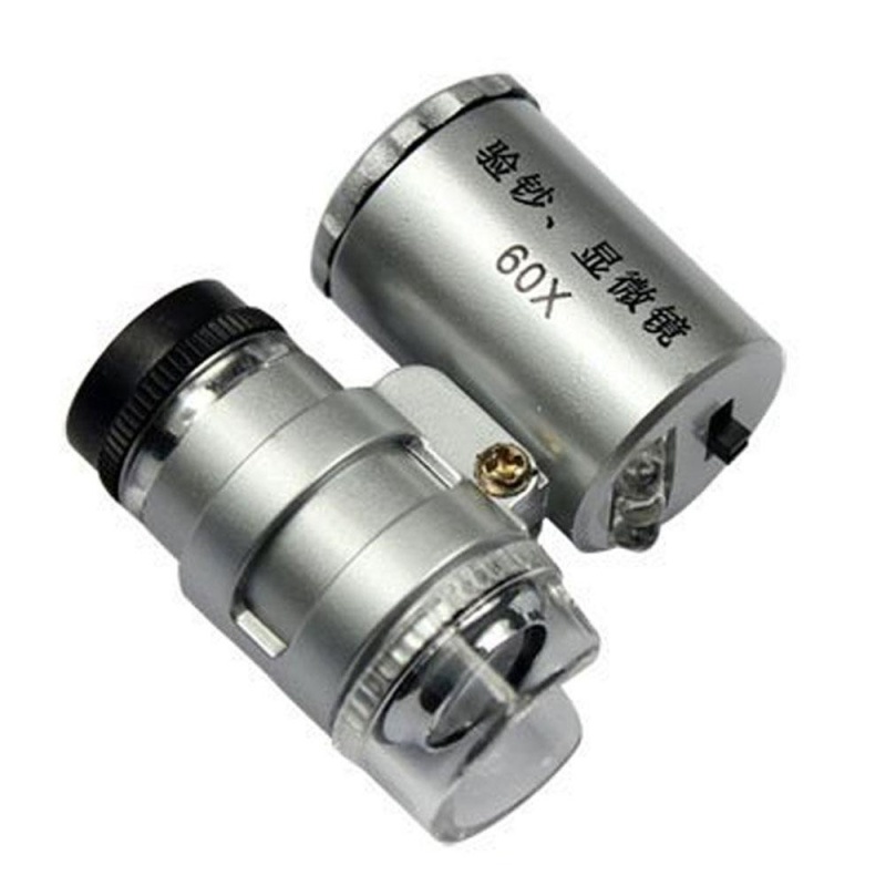 yugos Mini 60x LED Aluminium Pocket Microscope Magnifier Adjustable Loupe - intl
