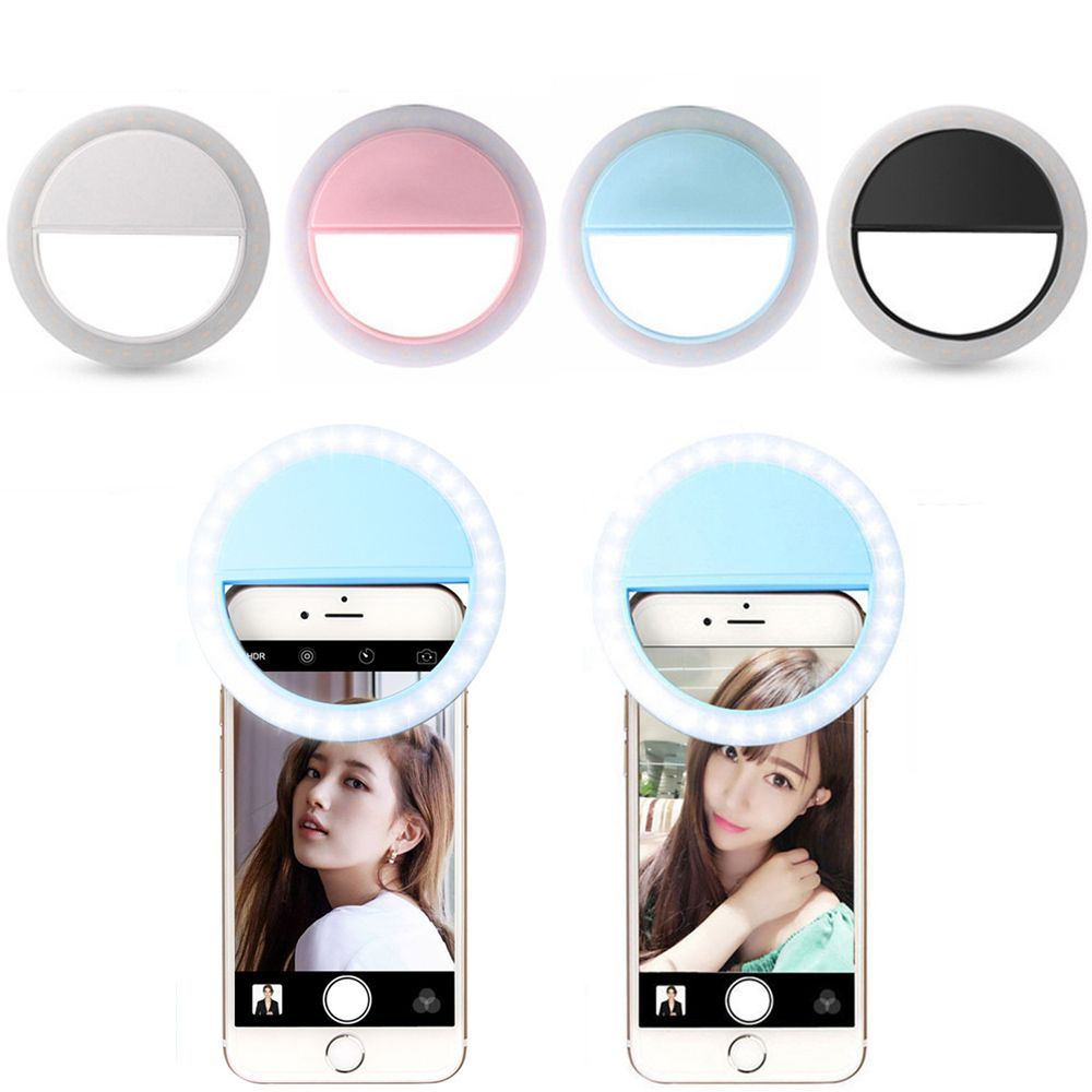 TIANBEI Portable Luminous LEDS Dimmable Selfie Ring Light Mobile Phone Lens Selfie Lamp Fill Light