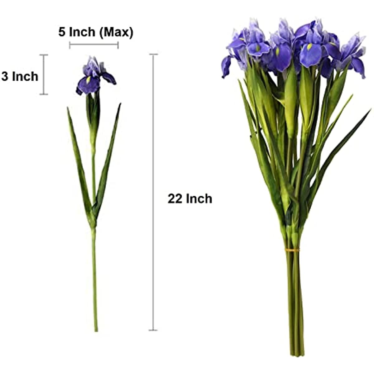 Artificial Iris Flower Real Touch Long Stem Artificial Lifelike Siberian Iris Plants For Home Wedding Party Decora Office Table Decora Bedroom Dinning Room Decora