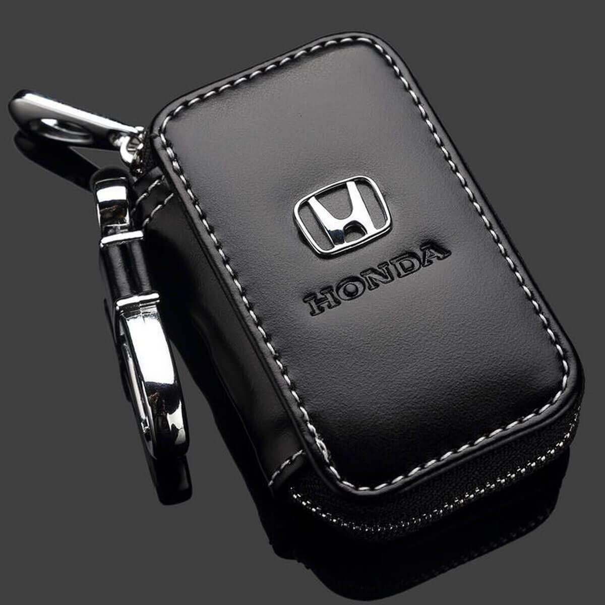 Da da bò giữ chìa khóa xe móc tròn treo chìa khóa trường hợp túi có khóa kéo keyfob Mặt dây chuyền đồng xu lưu trữ cho Honda Accord CR-V HR-V Jazz Civic Fit reagline