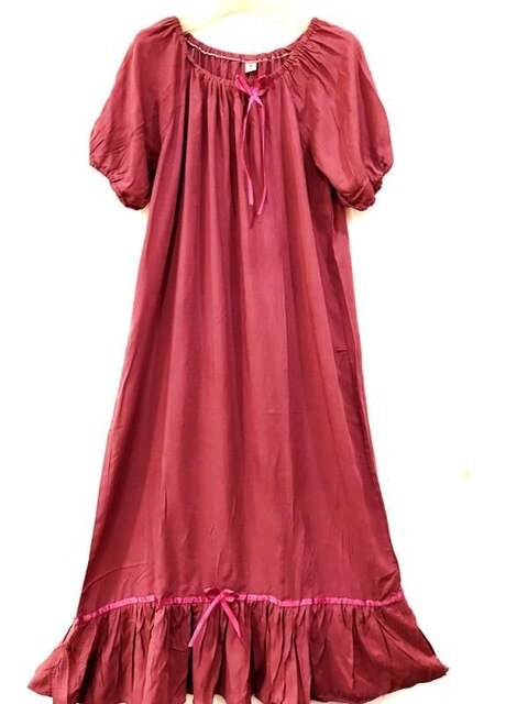 ฤดูร้อนผ้าฝ้าย Nightdress ผู้หญิงเกาหลีสไตล์เสื้อแขนสั้นมีปกเดรสยาวหลวม Nightgown ชุดนอน Homewear หญิง