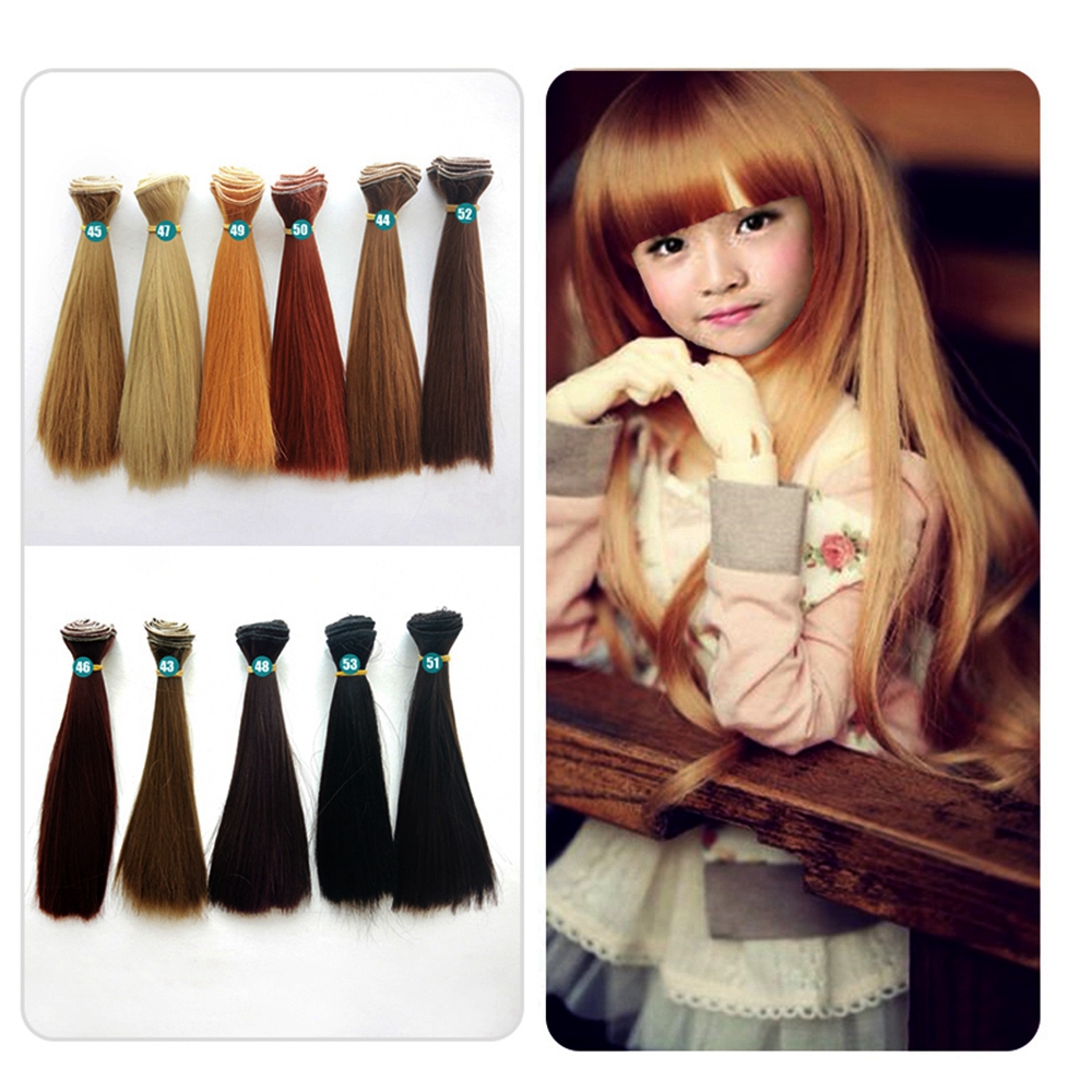 MENGLIANG 1PC Hot Synthetic Fiber 14 colors High-temperature Wire Wig Hair DIY Dolls Accessories Doll Wigs Long Straight