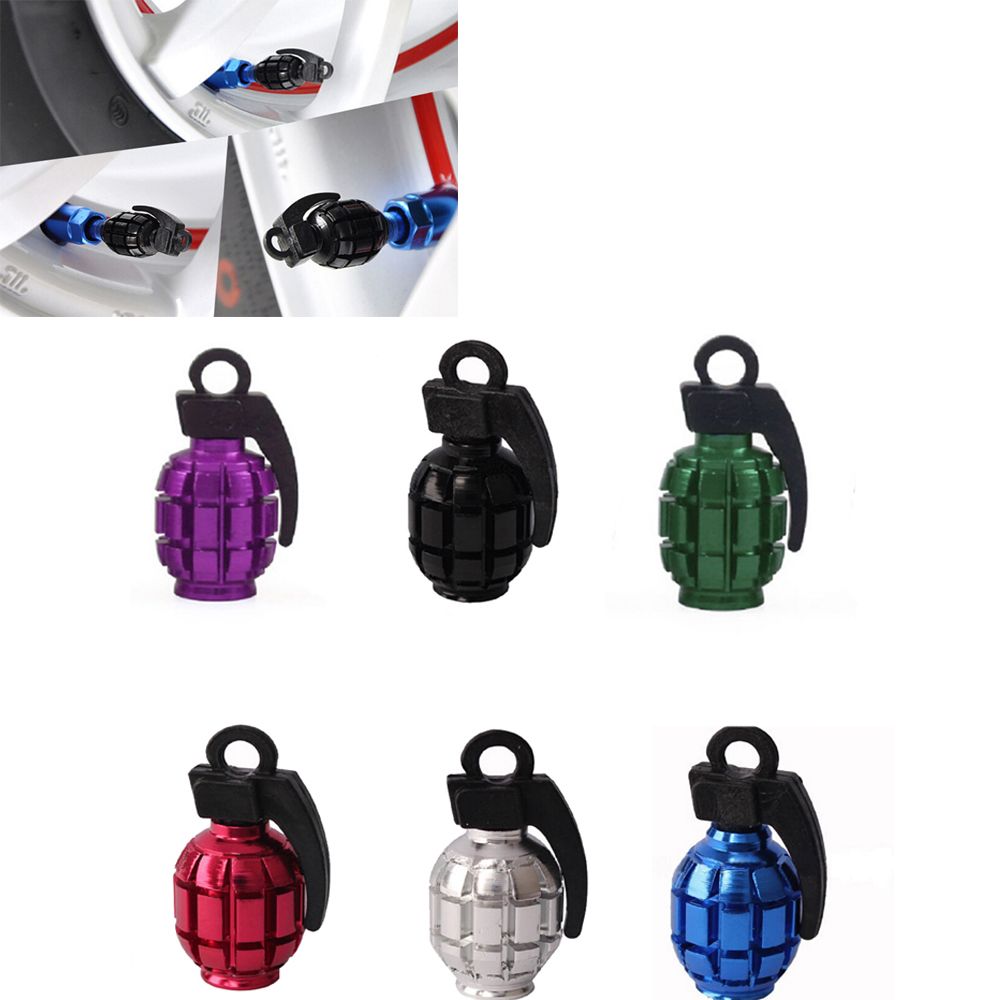 ALEXIS BAGS 4PCs Aluminium Alloy Cycling Grenade Style Moto Bicycle Wheel Dust Cover Landmines Design Bike Valve Caps Tire Protection