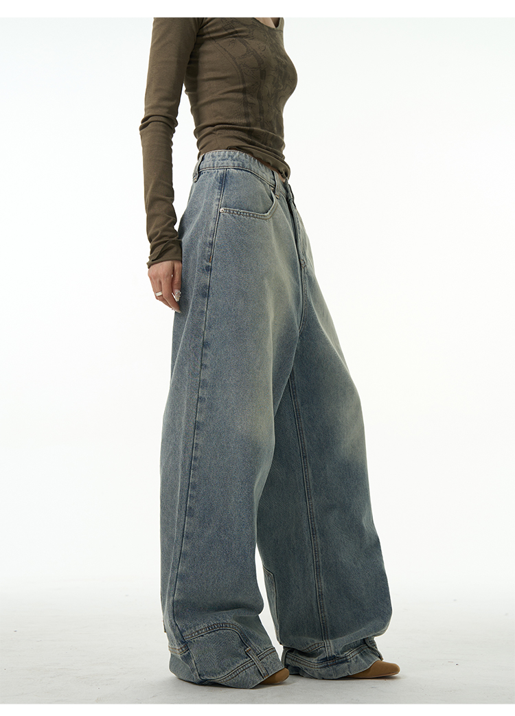 Weilang's Store American High Street-broek voor heren, coole Street Fashion R, omgekeerde jeans, paar, niche, lange broek