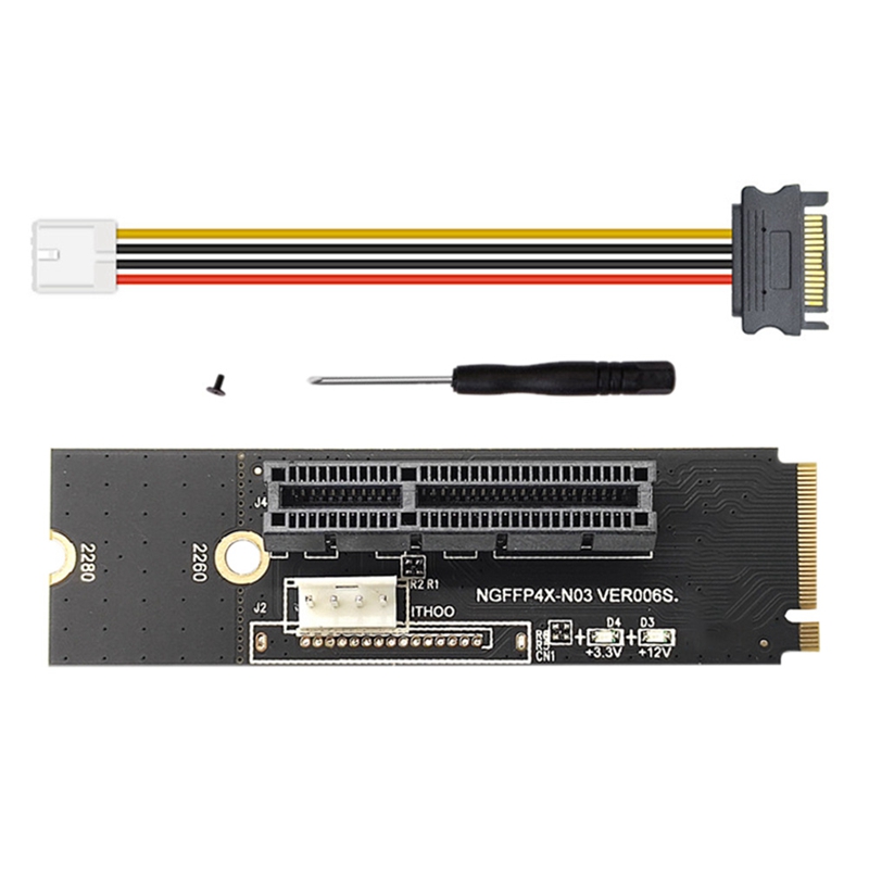NGFF M.2 to PCI-E 4X X1 Riser Card M2 NVME to PCIe X4 with LED Voltage
