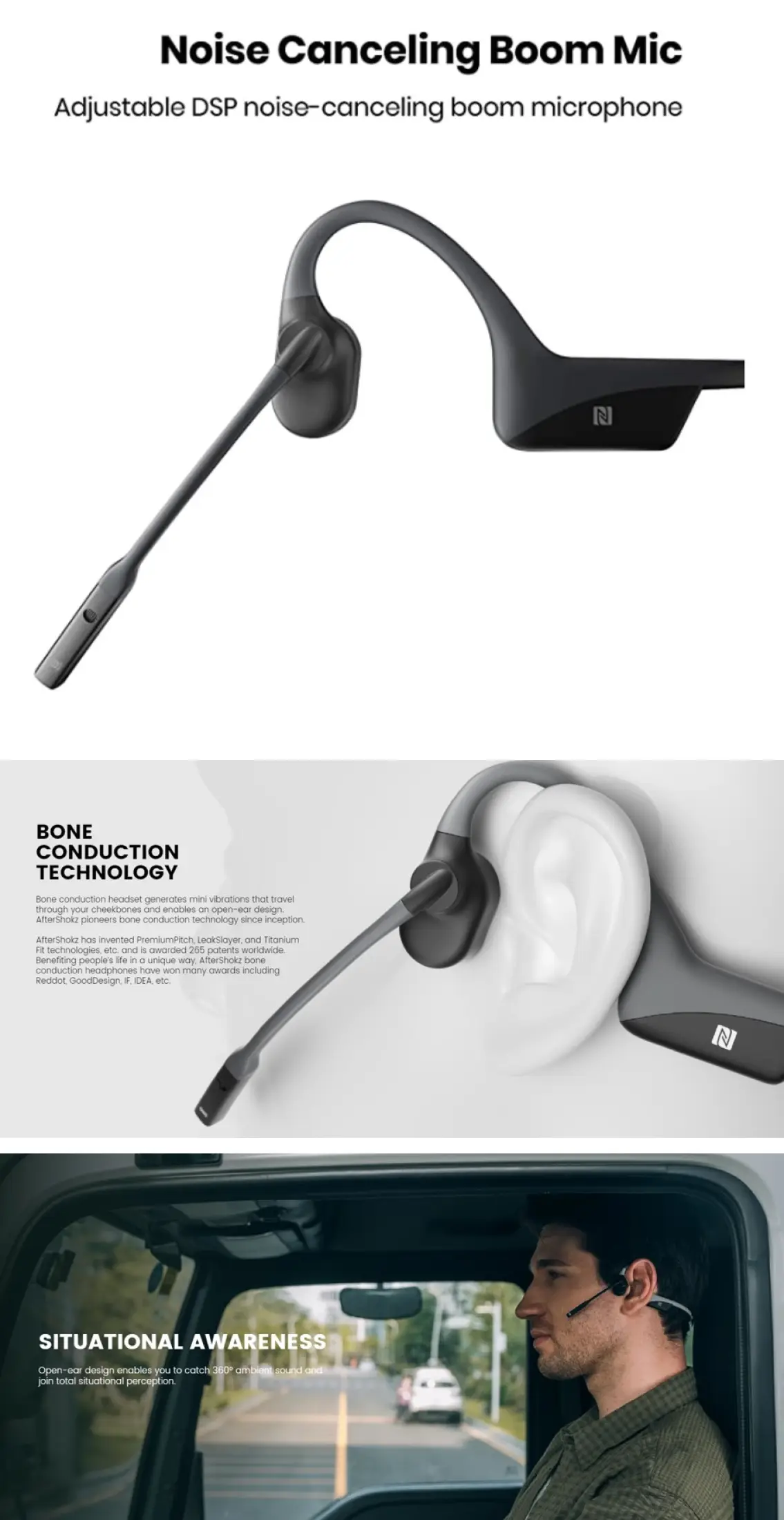 aftershokz opencomm bone conduction bluetooth headset
