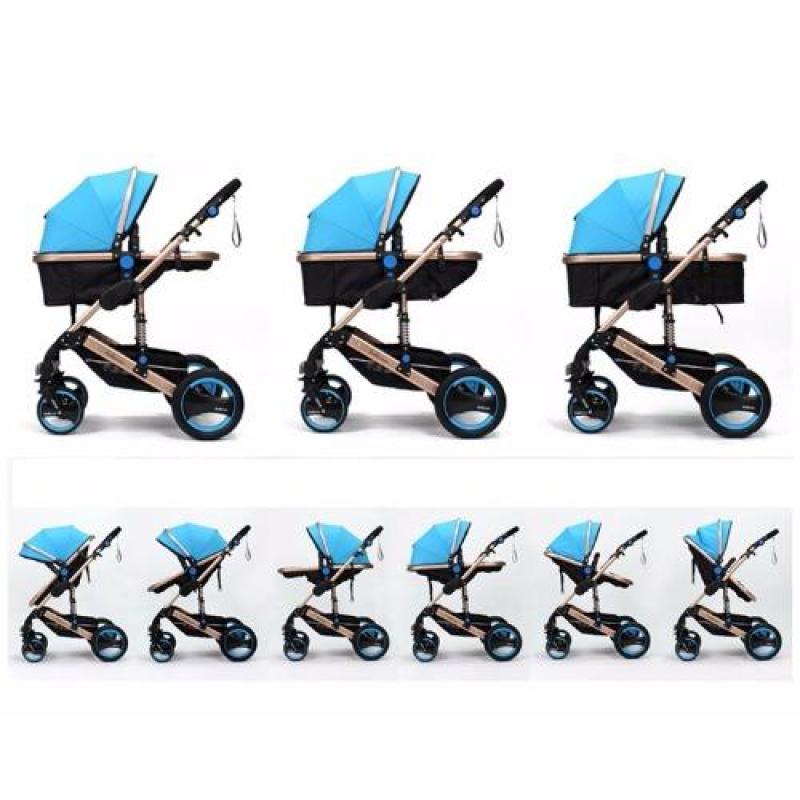 Belecoo 2017 Gold Suspension Frame German Design Stroller All Air Tyres (Blue) Singapore
