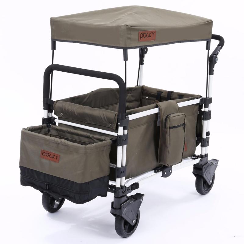 Keenz Pocky Premium Compact Foldable Wagon-Stroller (Olive Khaki) -
Designed and Engineered in Korea Singapore