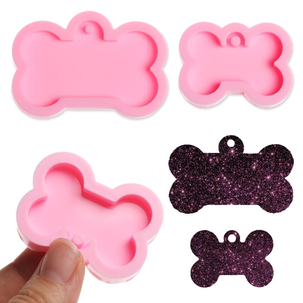 LINNANZHUBING DIY Cookie Dog Tag Bone Shape Resin Mold Keychain Casting Mould Jewelry