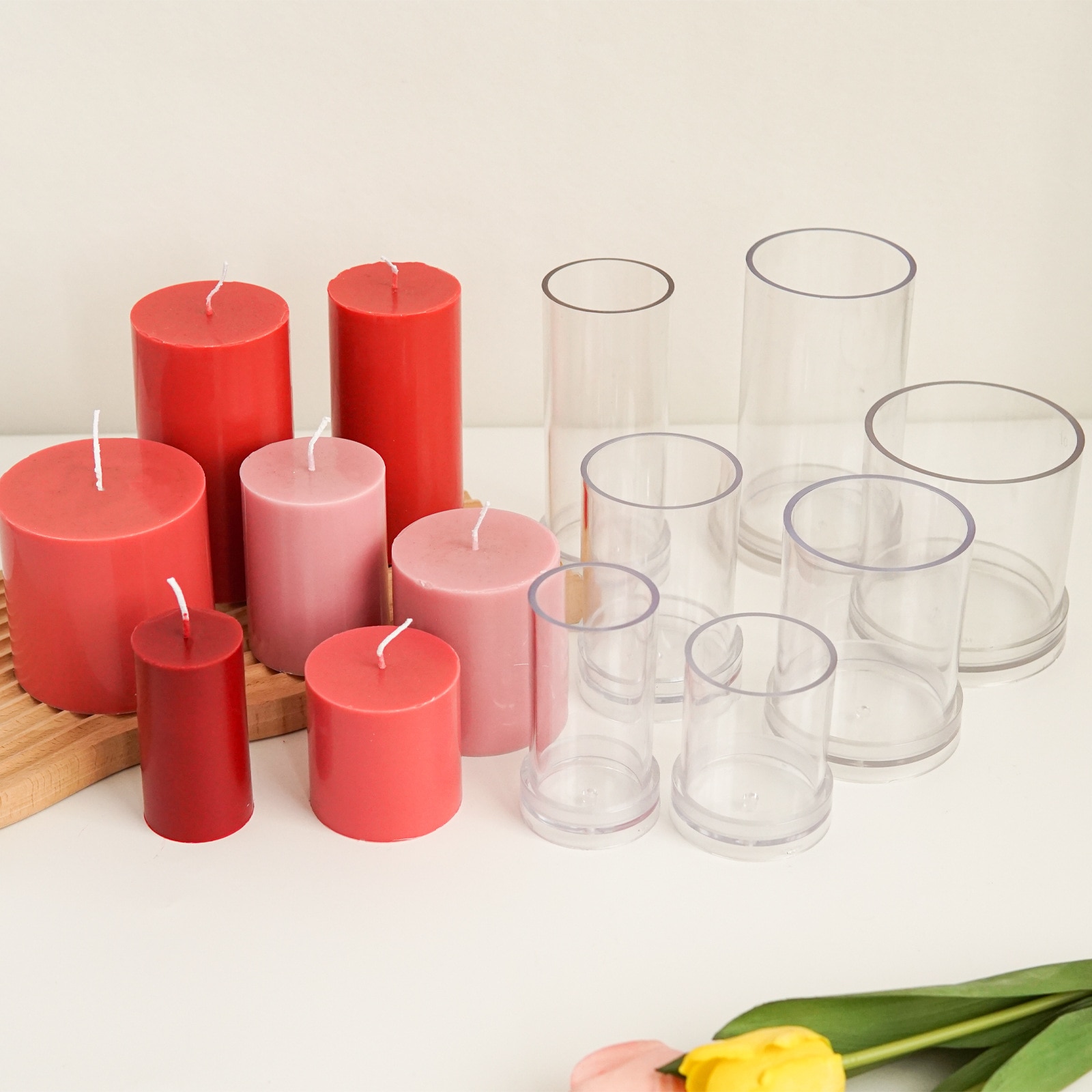 Cylinder Candle Molds Rattan Flowers Silicone Candle - Temu