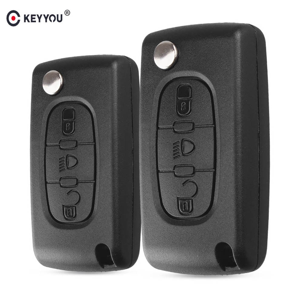 Keyyou cho Citroen C2 C3 C4 C5 C6 C8 3 nút lật xe từ xa vỏ bọc chìa khóa vỏ Fob va2 lưỡi ce0523